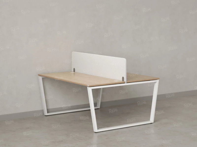 Бенч-система, 2 рабочих места, с одним тканевым экраном 1400x1400x750 RM172-1-14x14 Вяз Швейцарский светлый/Белый