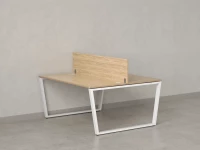 Бенч-система, 2 рабочих места, с одним экраном ЛДСП 1800x1200x750 RM172-2-18x12 Вяз Швейцарский светлый/Белый