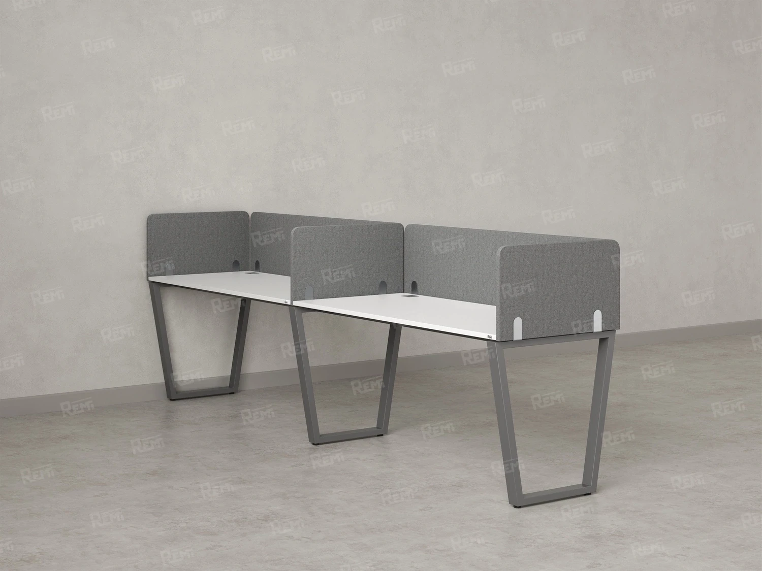 Бенч-система в 1 ряд, 2 рабочих места 5 тканевых экранов 2000x700x750 RM174-1-20x7 Белый/Серый