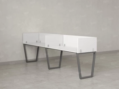 Бенч-система в 1 ряд, 2 рабочих места 5 ЛДСП экранов 2700x600x750 RM174-2-27x6 Белый/Серый