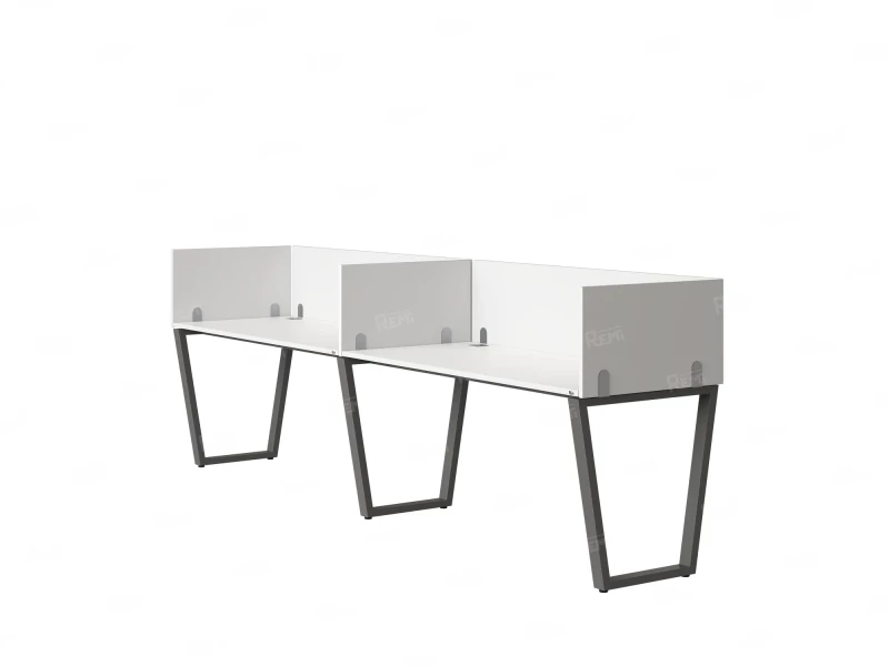 Бенч-система в 1 ряд, 2 рабочих места 5 ЛДСП экранов 2700x600x750 RM174-2-27x6 Белый/Серый