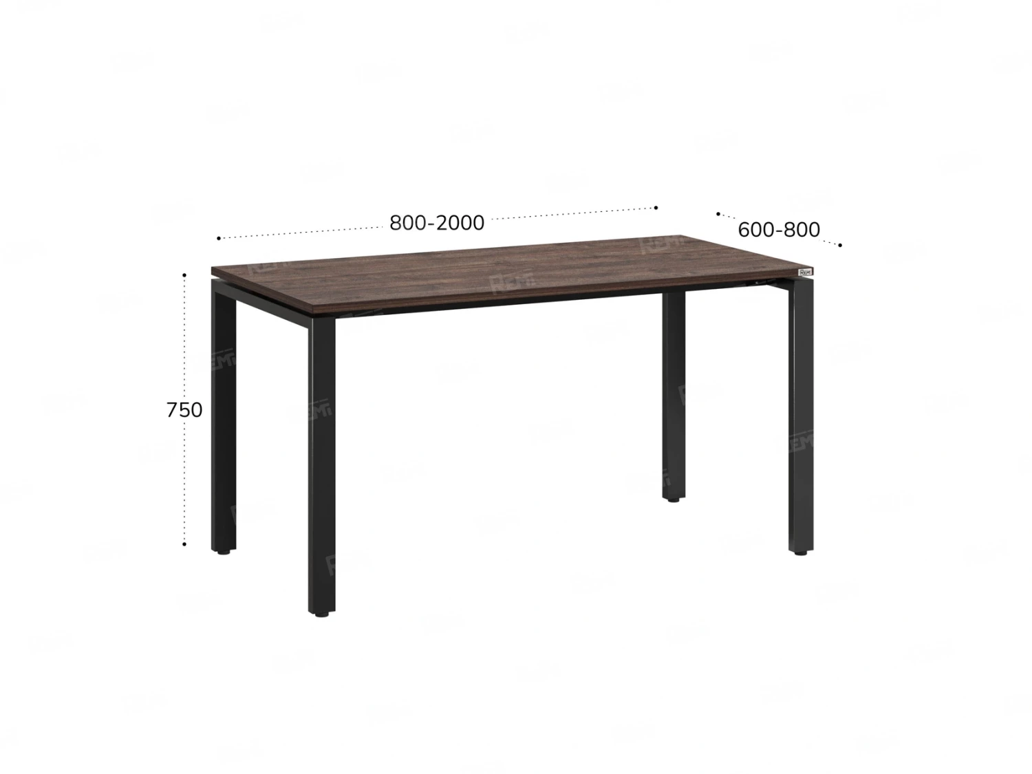 Стол прямой на П-образных опорах 1200x800x750 RM001-12x8 Дуб Апрельский шоколад/Черный
