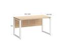 Стол прямой, О-опоры, экран ЛДСП,парящая стол-ца 1600x600x750 RM008-16x6 Вяз Швейцарский светлый/Белый