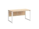 Стол прямой, О-опоры, экран ЛДСП,парящая стол-ца 1600x600x750 RM008-16x6 Вяз Швейцарский светлый/Белый