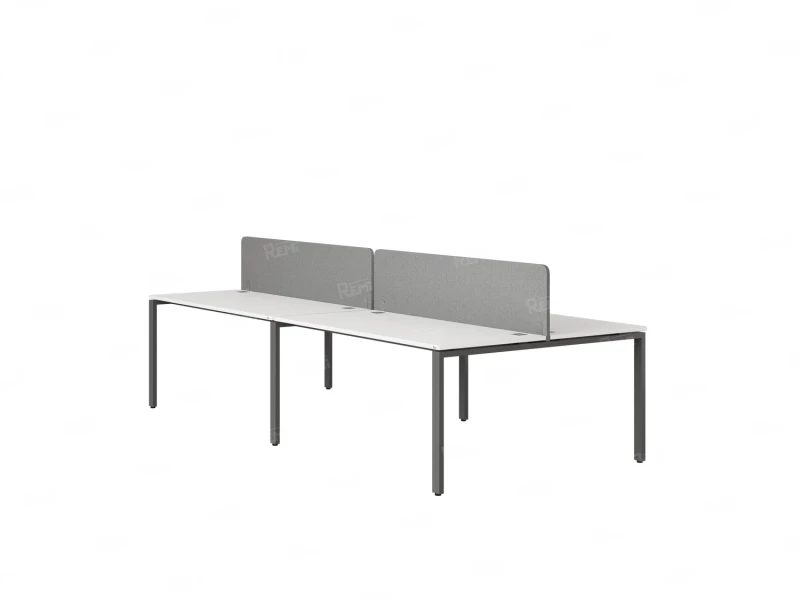 Бенч-система, 4 рабочих места, на П-образных опорах, 2 тканевых экранов 3200x1600x750 RM166-3-16x16 Белый/Серый