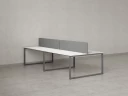 Бенч-система, 4 рабочих места, на О-образных опорах, 2 тканевых экранов 2000x1400x750 RM170-3-10x14 Белый/Серый