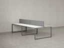 Бенч-система, 4 рабочих места, на О-образных опорах, 2 тканевых экранов 2000x1400x750 RM170-3-10x14 Белый/Серый
