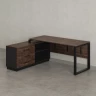 Стол прямой с тумбой L, ЛДСП экран, О-опора 1400x600x750 RM013L-14x6 Дуб Апрельский шоколад/Черный