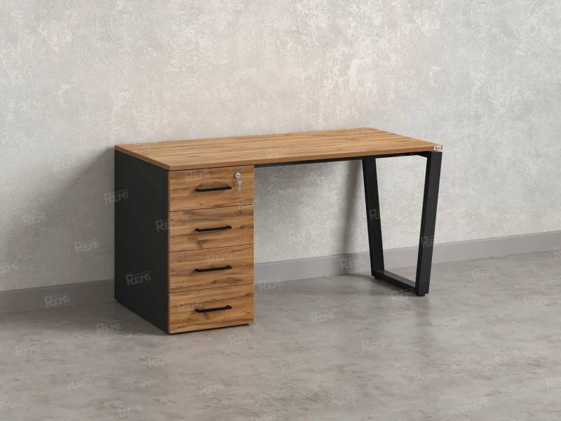 Стол прямой, с тумбой на U-образных опоре, левый 1600x700x750 RM100-16x7 Юстус/Черный