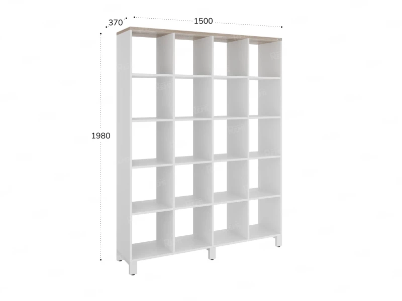 Стеллаж, 20 ячеек 1500х370х1980 RM144-150x37 Дуб Маувелла/Белый