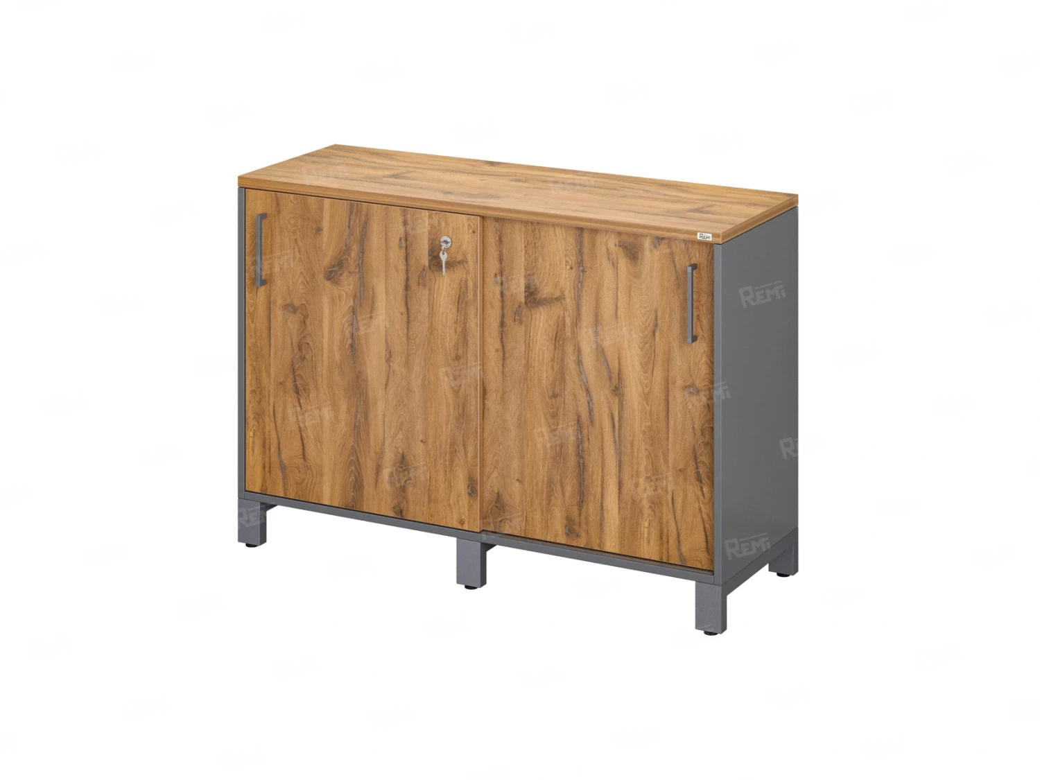 Низкий шкаф-купе 1200x420x850 RM124-120x42 Дуб Юстус/Серый