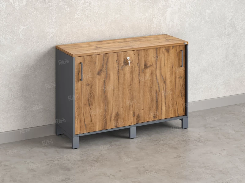 Низкий шкаф-купе 1200x420x850 RM124-120x42 Дуб Юстус/Серый