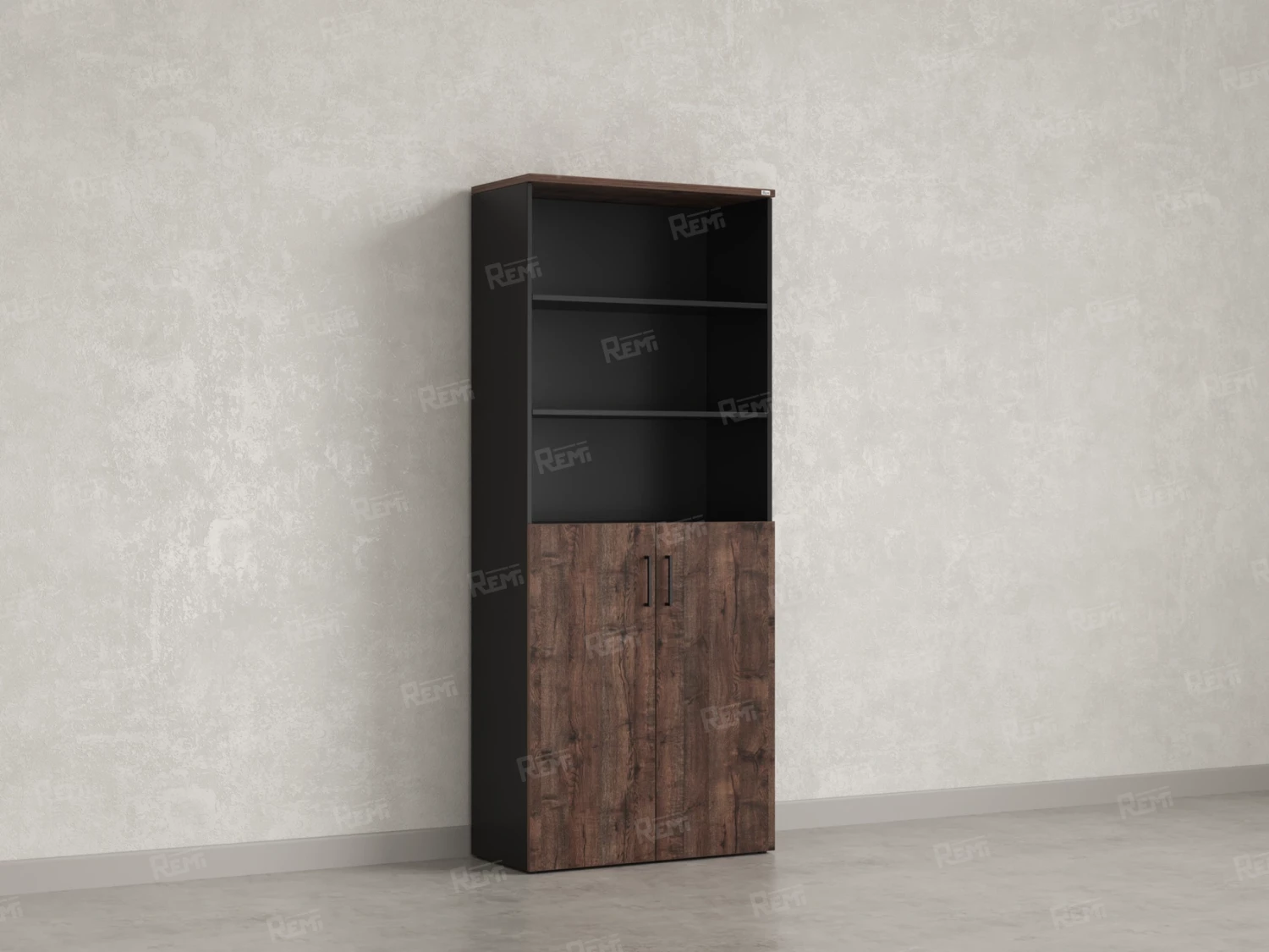 Шкаф комбинированный, регулируемые опоры, 6 уровней 900x420x2100 RM155-90x41 Дуб Апрельский шоколад/Черный