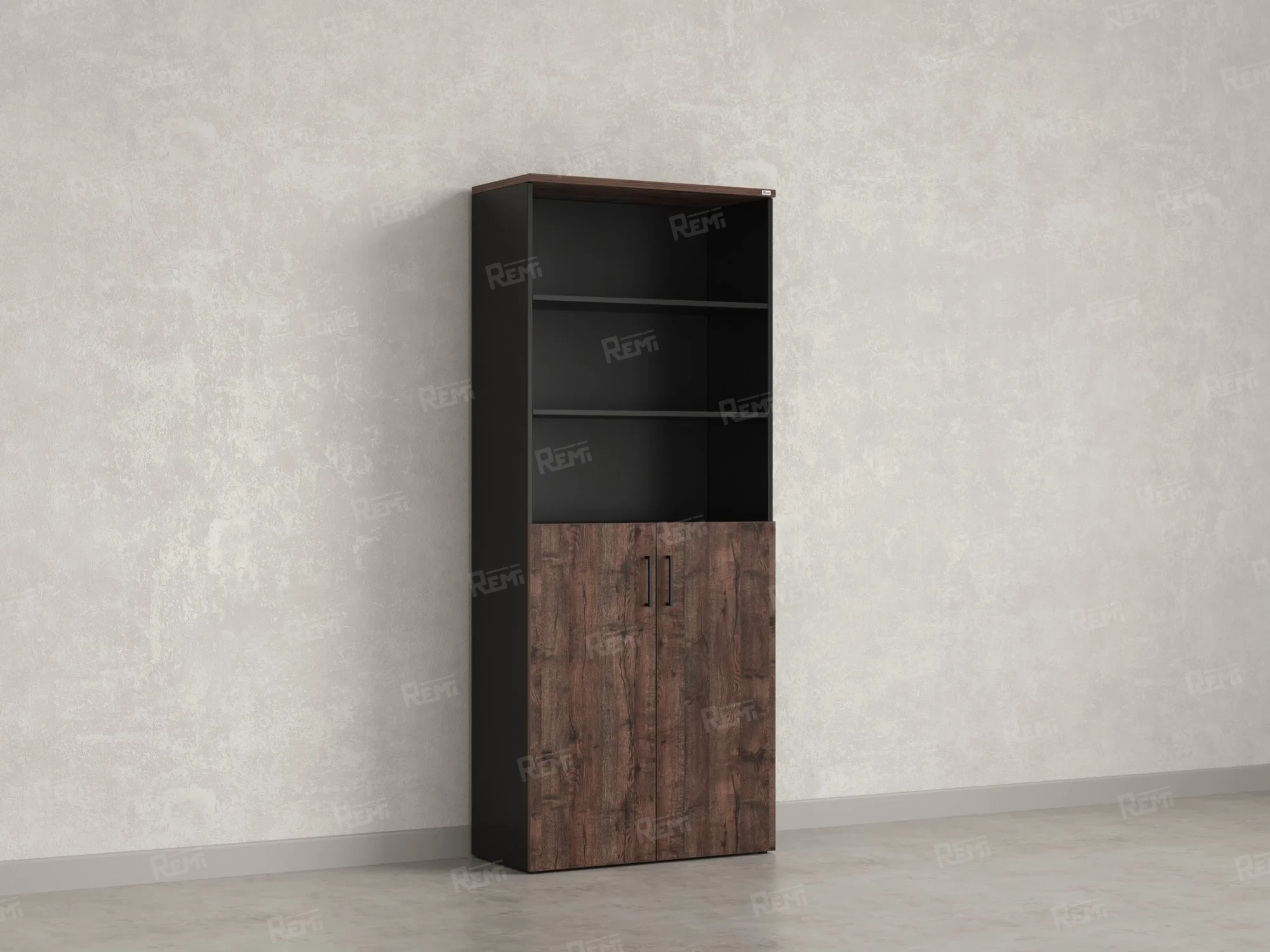 Шкаф комбинированный, регулируемые опоры, 6 уровней 900x420x2100 RM155-90x41 Дуб Апрельский шоколад/Черный