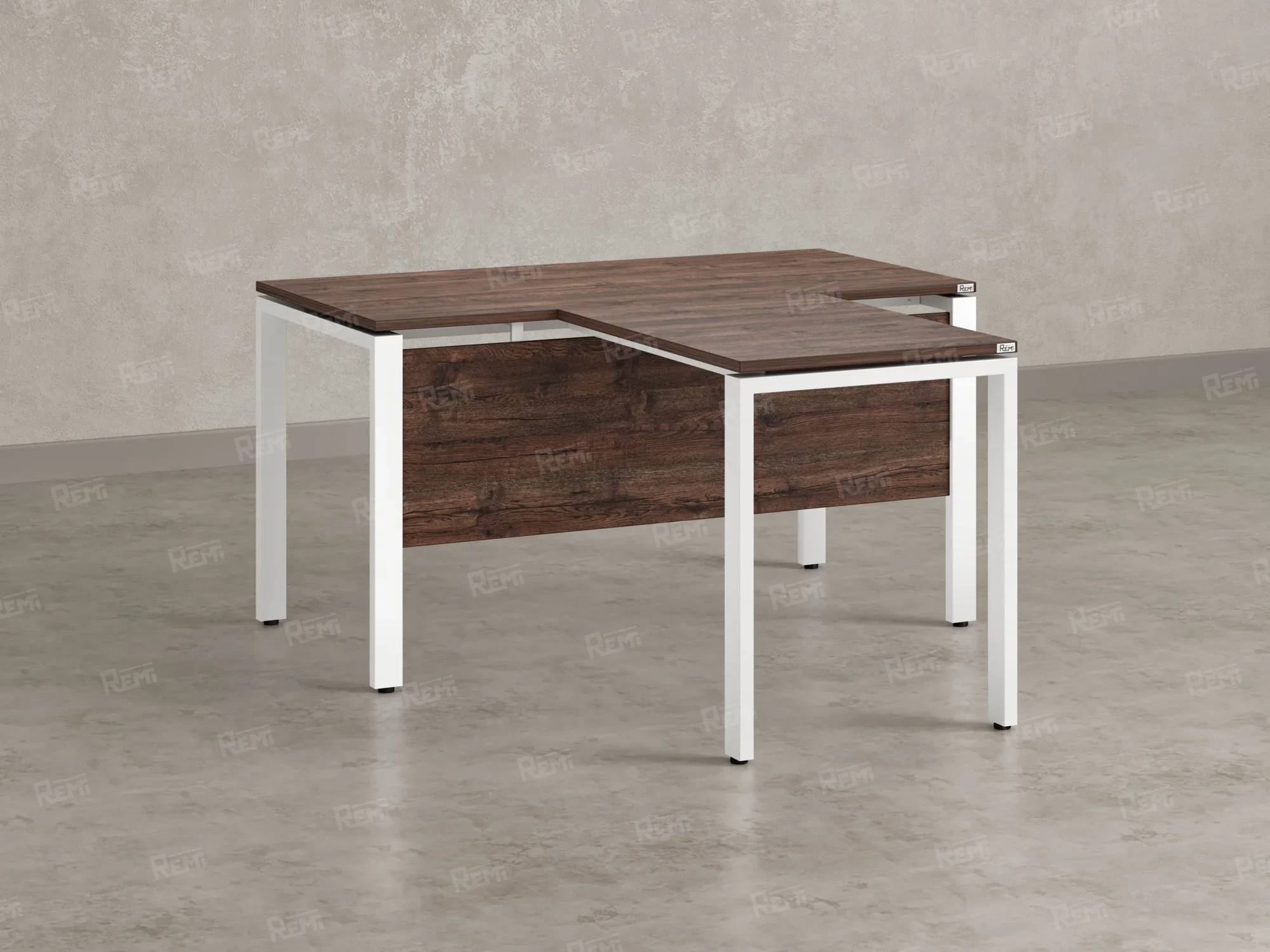 Стол с брифингом с парящей столешницей на П-образных опорах с экраном ЛДСП RM043-16x6 1600x2200x750 Дуб Апрельский шоколад/Белый