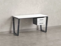Стол прямой с подвесной тумбой 2 ящика, U-опора 1800x600x750 RM035-18x6 Белый/Серый
