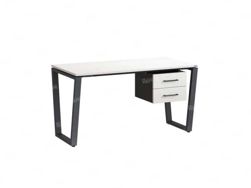 Стол прямой с подвесной тумбой 2 ящика, U-опора 1800x600x750 RM035-18x6 Белый/Серый
