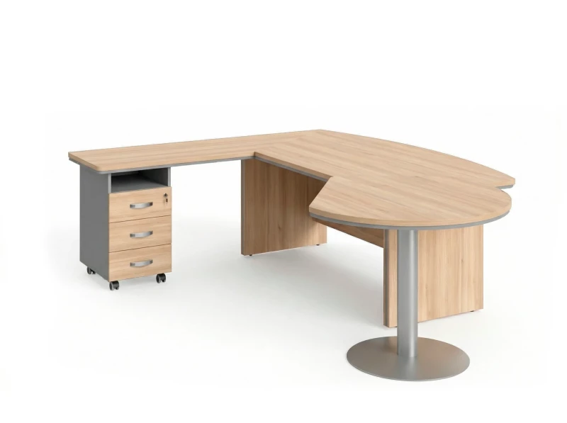 BRL RB073-235x200L Стол рук-ля L угл. брифинг и тумба 3 ящ. 2350х2000х760 Акация/Серый вулканический