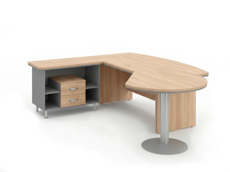 BRL RB072-235x200L Стол рук-ля L угл. брифинг и тумба 2 ящ. 2350х2000х760 Акация/Серый вулканический