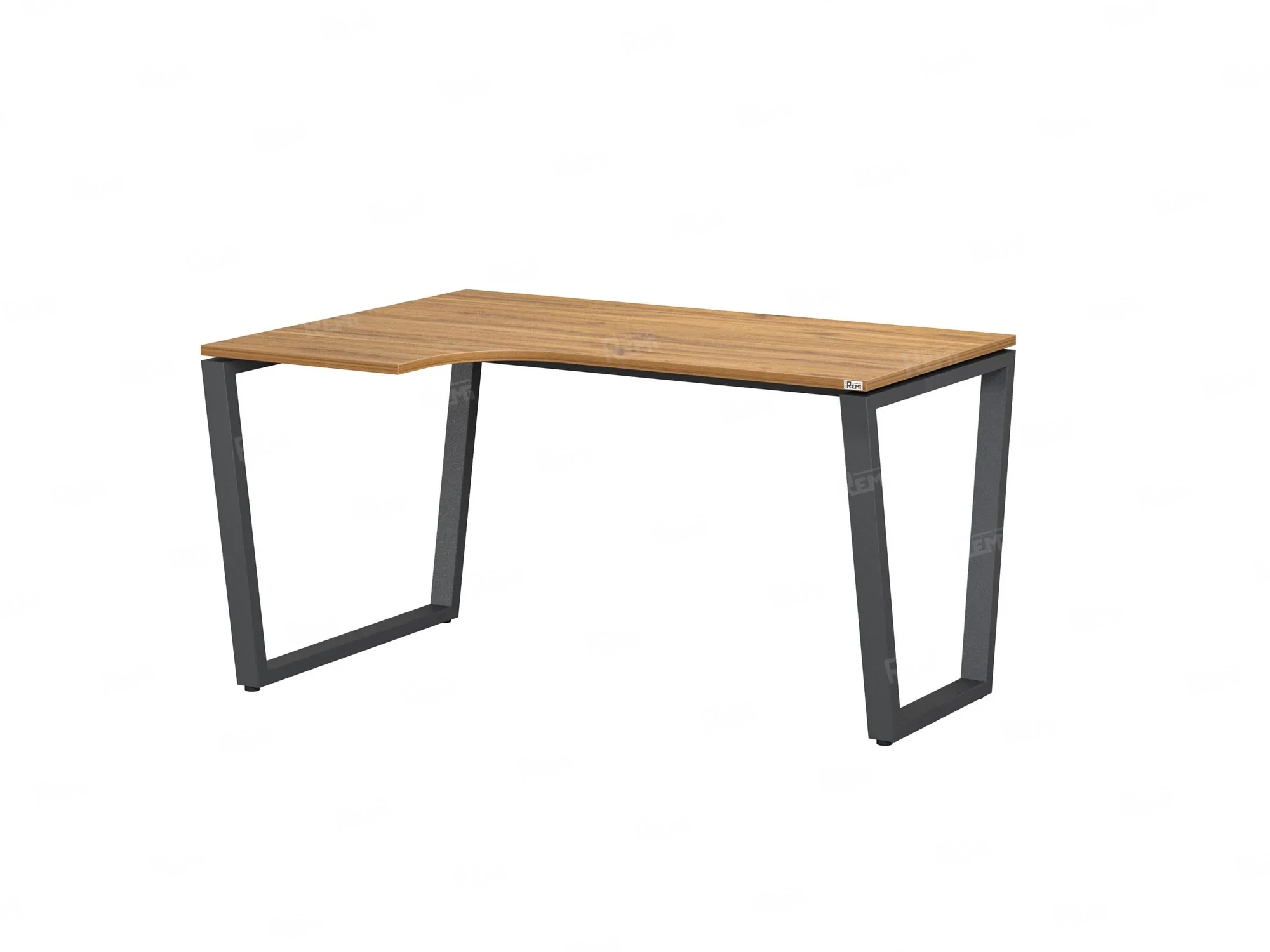 Стол угловой, U-опора, левый 1400x800/1000x750, RM051-14x8-10 Дуб Юстус/Серый