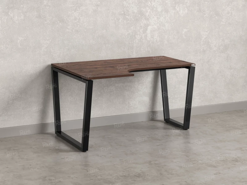 Стол угловой, U-опора, левый 1800x700/900x750, RM051-18x7-9 Дуб Апрельский шоколад/Черный