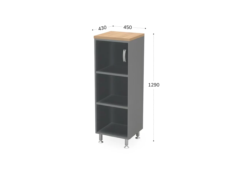 BRL RB049-45х43L Стеллаж закрытый витрина стекло левый 450х430х1290 Акация/Серый вулканический