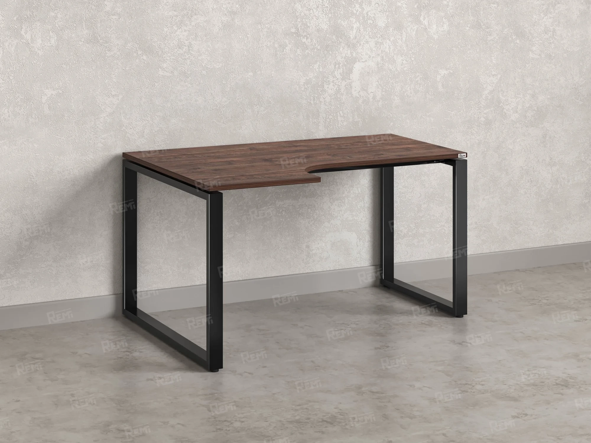 Стол угловой, О-опора, левый 1600x700/900x750, RM055-16x7-9 Дуб Апрельский шоколад/Черный