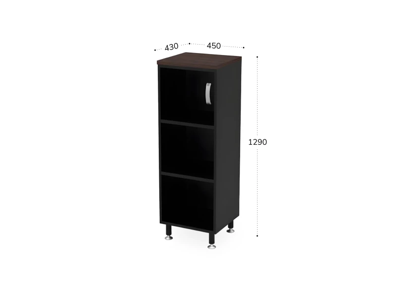 BRL RB049-45х43L Стеллаж закрытый витрина стекло левый 450х430х1290 Венге/Черный