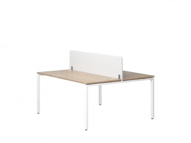 Бенч-система, 2 рабочих места, с одним тканевым экраном 1800x1200x750 RM165-1-18x12 Вяз Швейцарский светлый/Белый