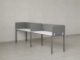 Бенч-система в 1 ряд, 2 рабочих места 5 тканевых экранов 2000x700x750 RM167-1-20x7 Белый/Серый