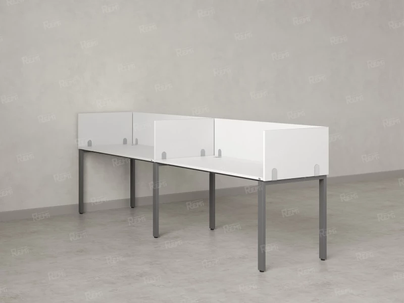 Бенч-система в 1 ряд, 2 рабочих места 5 ЛДСП экранов 2700x600x750 RM167-2-27x6 Белый/Серый