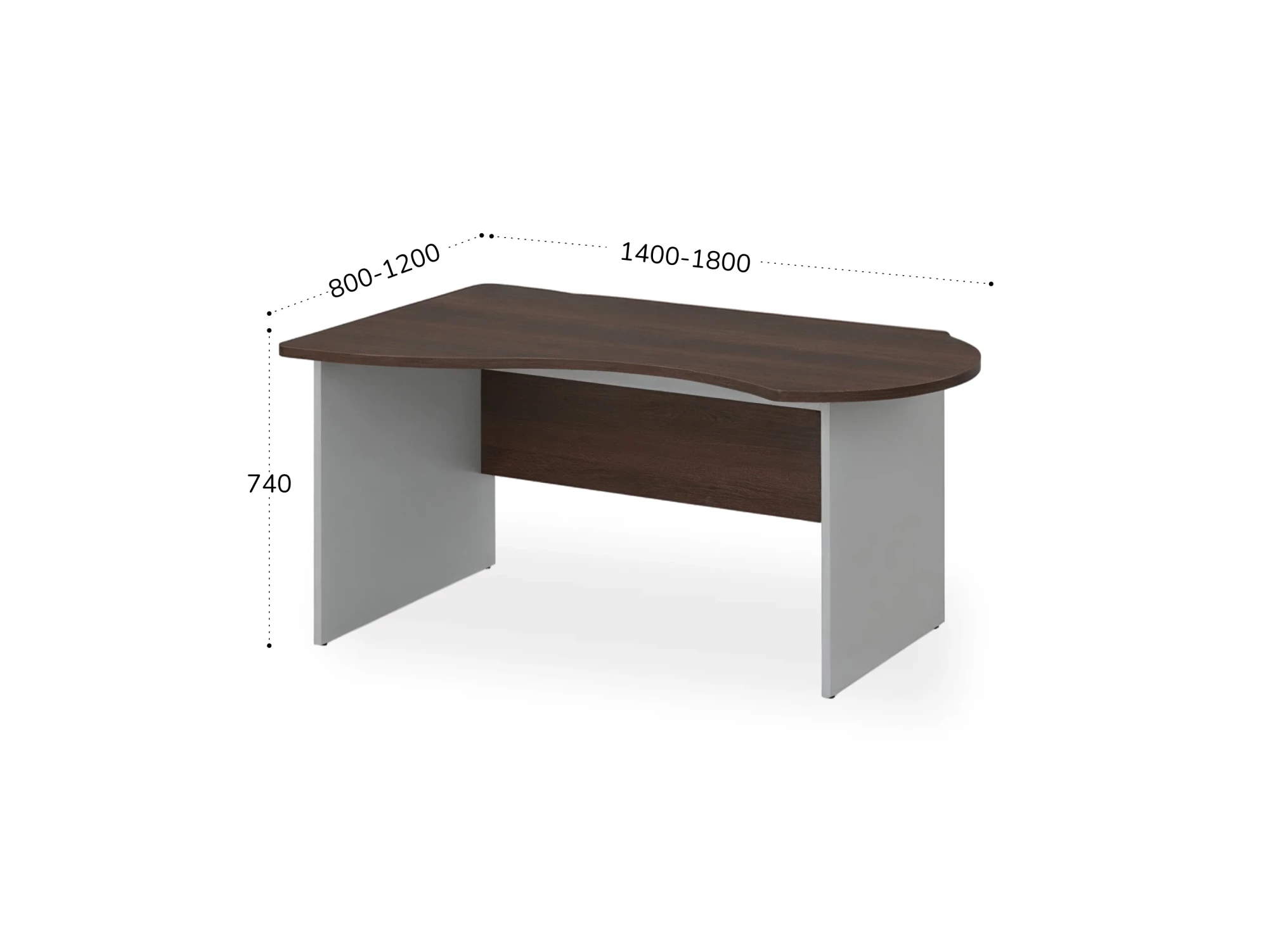 BRL RB004-160х100L Стол асимметричный левый 1600х1000х740 Венге/Серый вулкан-кий