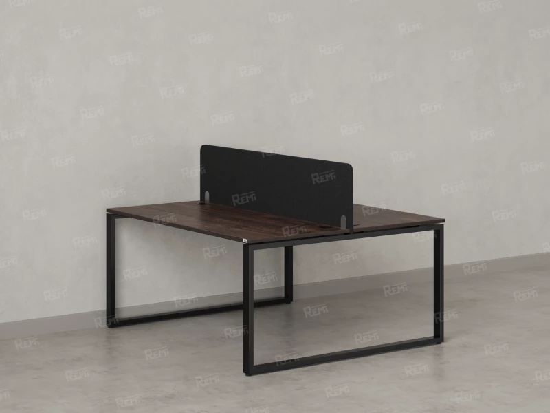 Бенч-система, 2 рабочих места, с одним тканевым экраном 1000x1200x750 RM169-1-10x12 Дуб Апрельский шоколад/Черный