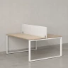 Бенч-система, 2 рабочих места, с одним тканевым экраном 1400x1400x750 RM169-1-14x14 Вяз Швейцарский светлый/Белый