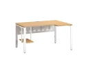 Стол угловой, экран металл, П-опора, правый 1800x600/900x750, RM058-18x6-9 Вяз Швейцарский светлый/Белый
