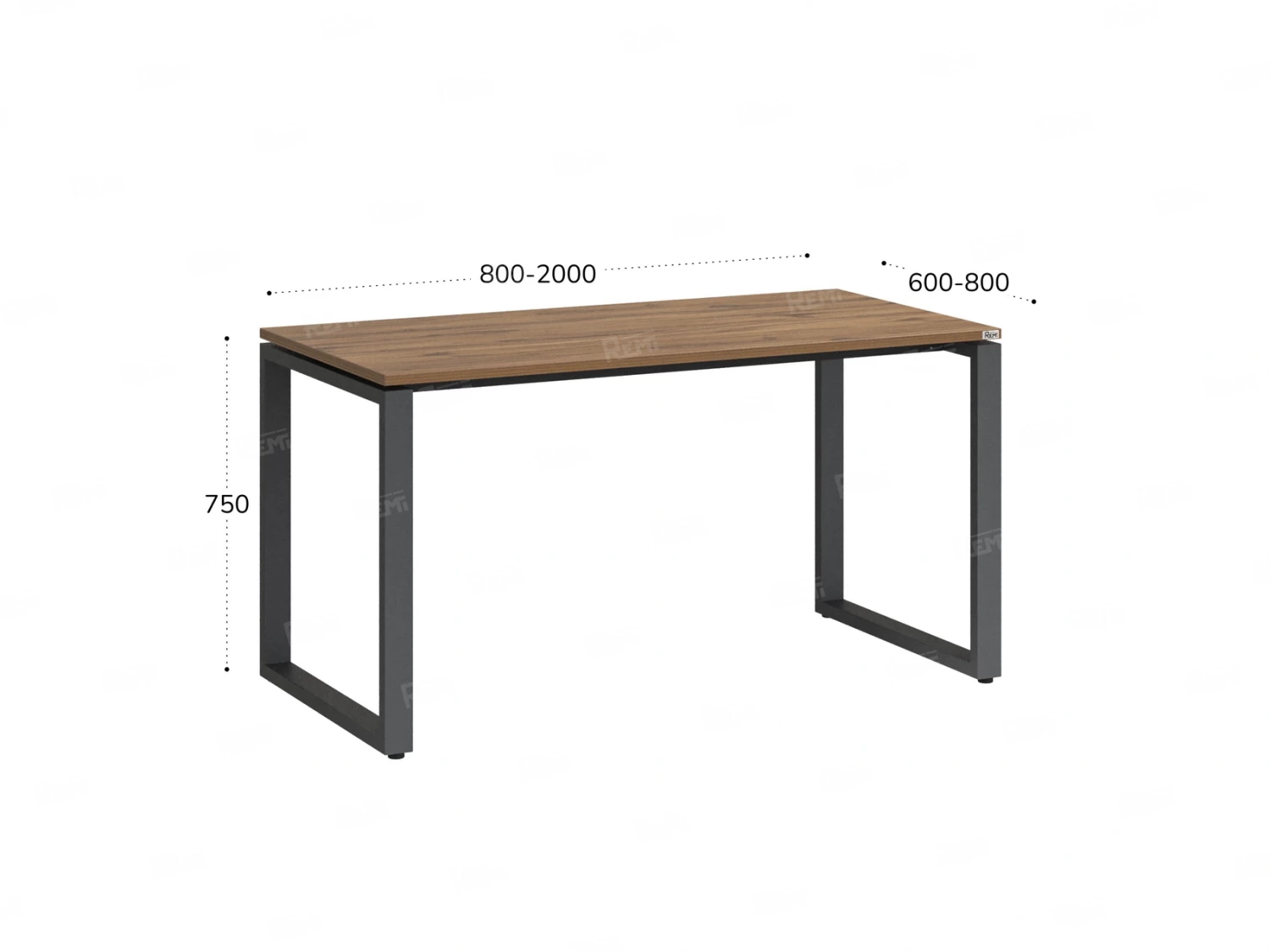 Стол прямой на O-образных опорах 1000x800x750 RM002-10x8 Дуб Юстус/Серый