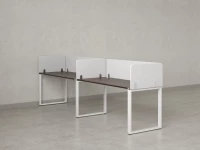 Бенч-система в 1 ряд, 2 рабочих места 5 тканевых экранов 3600x800x750 RM168-1-36x8 Дуб Апрельский шоколад/Белый