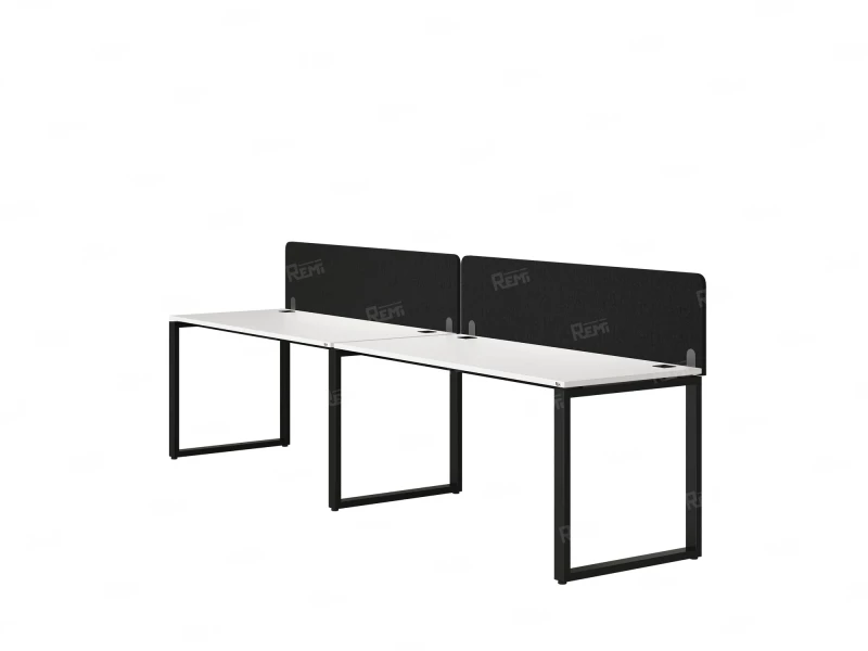 Бенч-система в 1 ряд, 2 рабочих места 2 тканевых экранов 3200x800x750 RM168-3-32x8 Белый/Черный