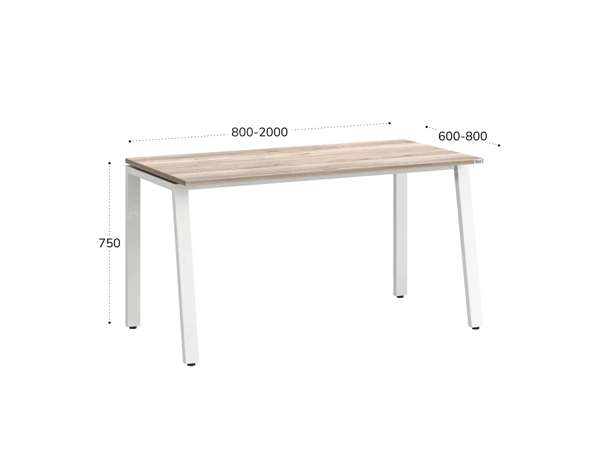 Стол прямой на Л-образных опорах 1400x700x750 RM004-14x7 Дуб Маувелла/Белый