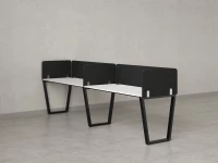 Бенч-система в 1 ряд, 2 рабочих места 5 тканевых экранов 2000x700x750 RM174-1-20x7 Белый/Черный