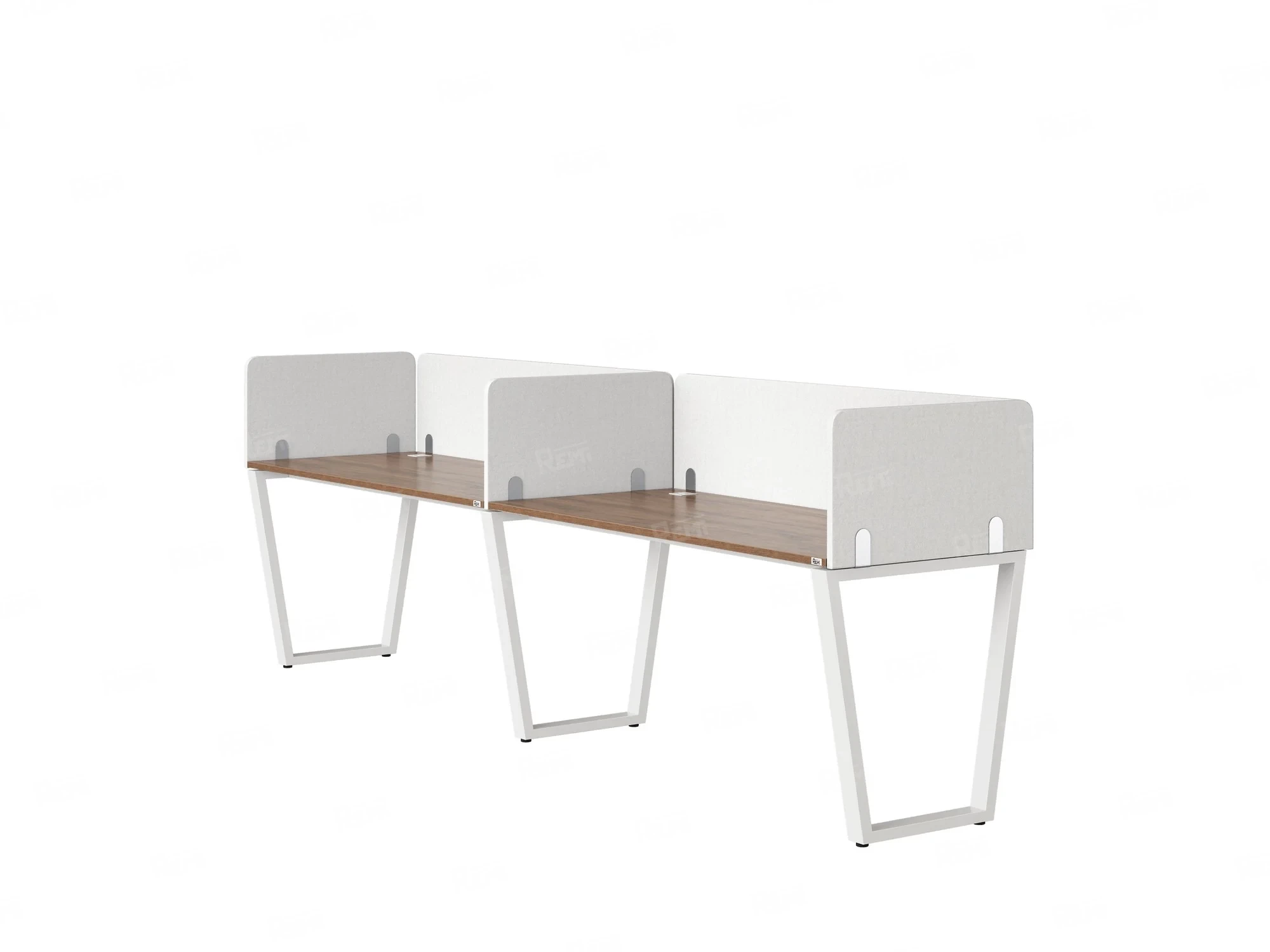 Бенч-система в 1 ряд, 2 рабочих места 5 тканевых экранов 2700x700x750 RM174-1-27x7 Дуб Юстус/Белый