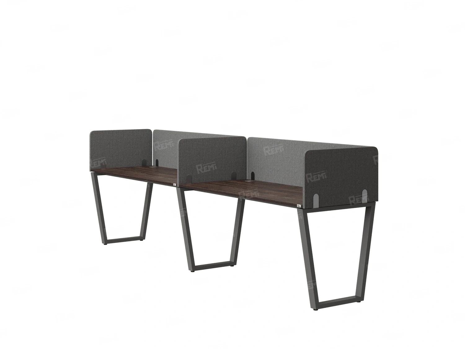 Бенч-система в 1 ряд, 2 рабочих места 5 тканевых экранов 3600x800x750 RM174-1-36x8 Дуб Апрельский шоколад/Серый