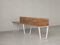 Бенч-система в 1 ряд, 2 рабочих места 2 ЛДСП экранов 2000x800x750 RM174-4-20x8 Дуб Юстус/Белый