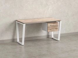 Стол прямой с подвесной тумбой 2 ящика, U-опора 1600x600x750 RM035-16x6 Дуб Маувелла/Белый