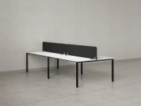 Бенч-система, 4 рабочих места, на П-образных опорах, 2 тканевых экранов 3200x1600x750 RM166-3-16x16 Белый/Черный