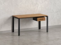 Стол прямой с подвесной тумбой, П-опора 2000x600x750 RM038-20x6 Дуб Юстус/Черный