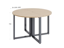 Круглый стол на О-образных опорах 1200x1200x750 RM187-12x12 Дуб Маувелла/Серый
