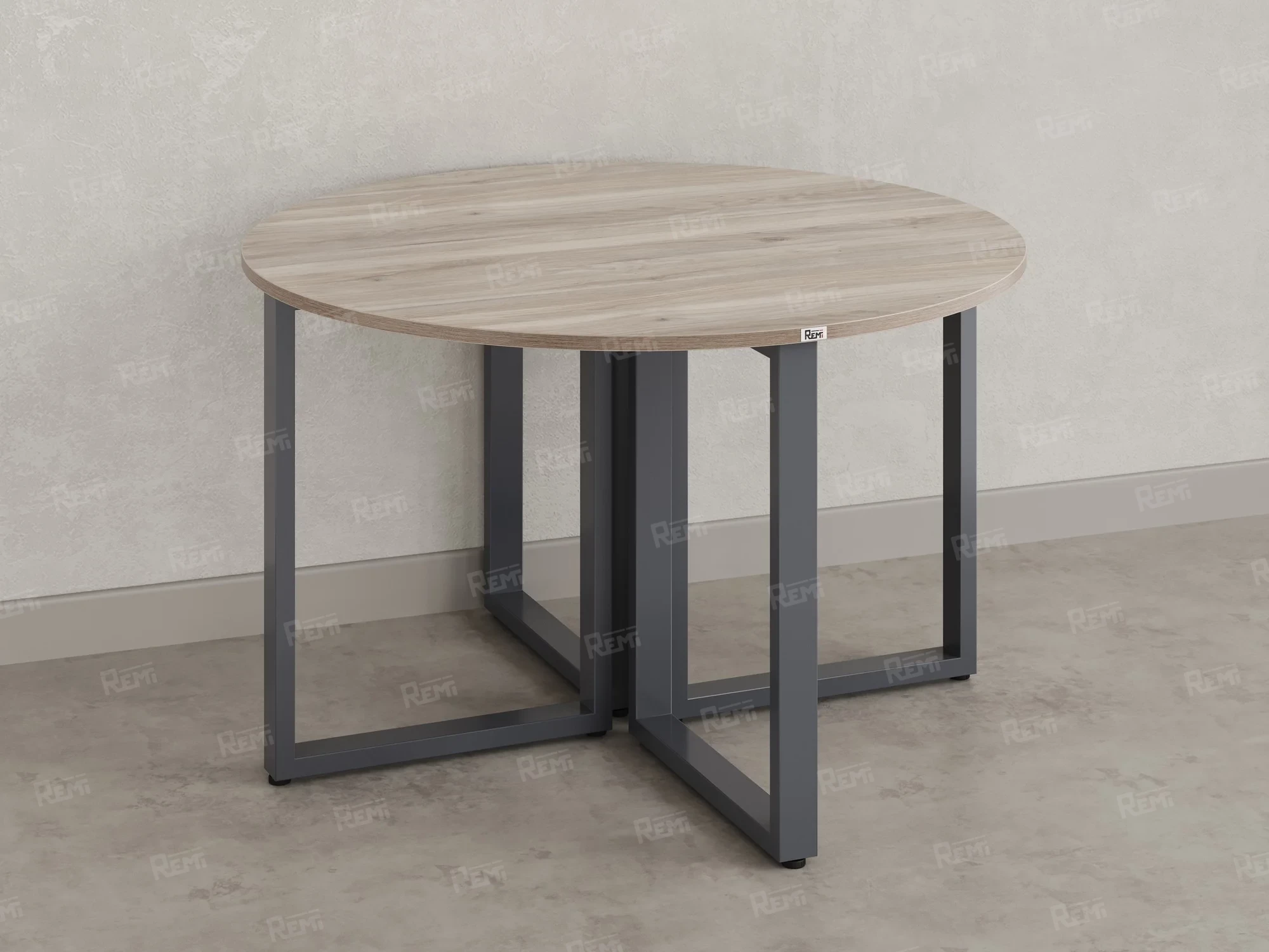 Круглый стол на О-образных опорах 1200x1200x750 RM187-12x12 Дуб Маувелла/Серый