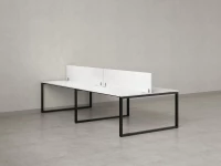 Бенч-система, 4 рабочих места, на О-образных опорах, 2 ЛДСП экранов 2800x1200x750 RM170-4-14x12 Белый/Черный