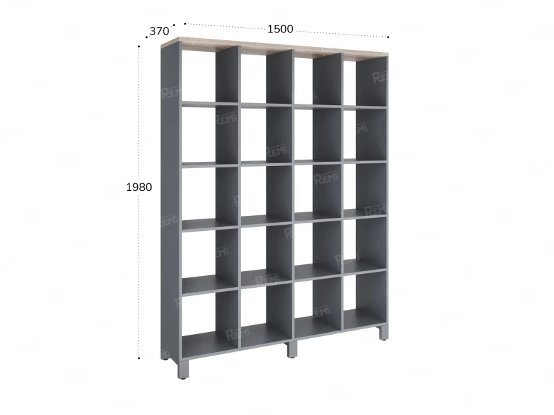 Стеллаж, 20 ячеек 1500х370х1980 RM144-150x37 Дуб Маувелла/Серый